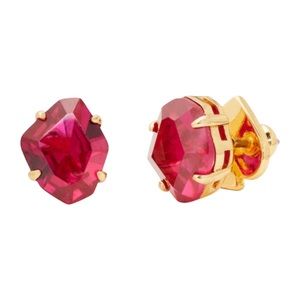 KATE SPADE • Gold Treasure Trove Fuchsia Earrings Signature Spade Backs